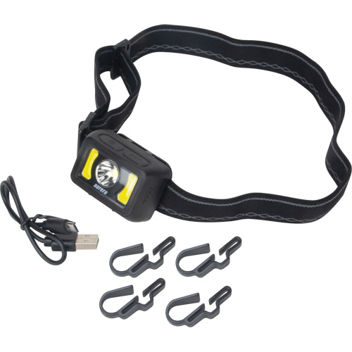 Headlamp, LED, 350 Lumens, 2 Hrs. Run Time, Rechargeable Batteries Les Distributions ICE