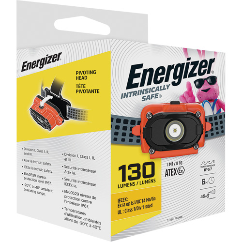 Lampe frontale &agrave; s&eacute;curit&eacute; intrins&egrave;que, DEL, 130 lumens, 6 hres de fonctionnement, piles AAA Les Distributions ICE