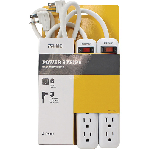 Power Strip 2-Pack, 6 Outlet(s), 3', 15 A, 1875 W, 125 V Les Distributions ICE