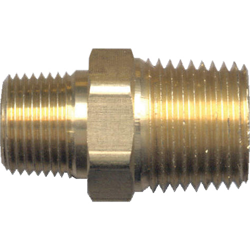 Reducing Hex Nipple, Brass, 1/2" x 3/8", NPT x NPT Les Distributions ICE