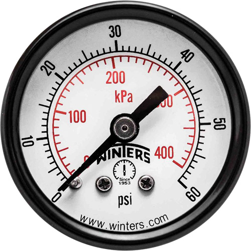 Economy Pressure Gauge, 1-1/2" , 0 - 60 psi, Back Mount, Analogue Les Distributions ICE