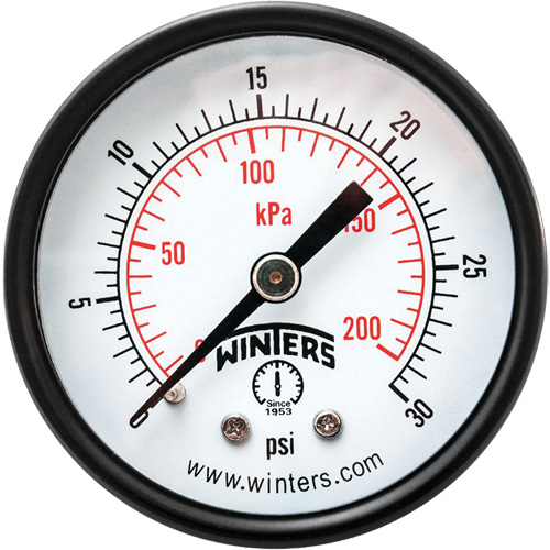 Economy Pressure Gauge, 2" , 0 - 30 psi, Back Mount, Analogue Les Distributions ICE