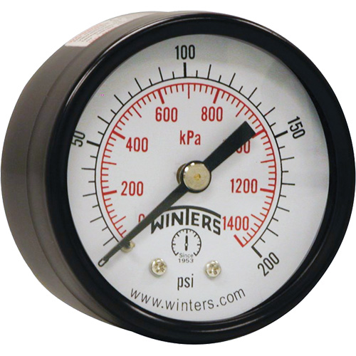 Economy Pressure Gauge, 2" , 0 - 200 psi, Back Mount, Analogue Les Distributions ICE