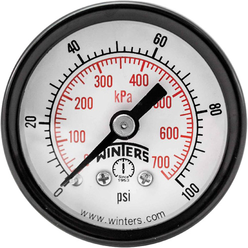 Economy Pressure Gauge, 1-1/2" , 0 - 100 psi, Back Mount, Analogue Les Distributions ICE