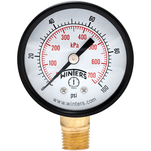 Economy Pressure Gauge, 2" , 0 - 100 psi, Bottom Mount, Analogue Les Distributions ICE