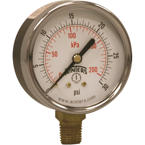 Manom&egrave;tre &eacute;conomique,  2-1/2", 0 - 30 psi, Fixation inf&eacute;rieure, Analogique Les Distributions ICE