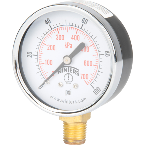 Pressure Gauge, 2-1/2" , 0 - 100 psi, Bottom Mount, Analogue Les Distributions ICE
