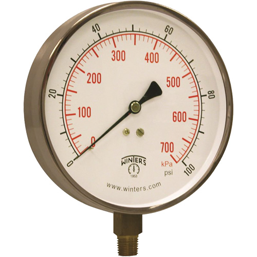 Contractor Pressure Gauge, 4-1/2" , 0 - 100 psi, Bottom Mount, Analogue Les Distributions ICE