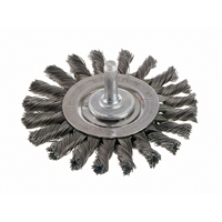 Knot Wire Wheel Brushes - Standard Twist Knot with 1/4" Shank, 3" Dia., 0.014" Fill, Steel Les Distributions ICE