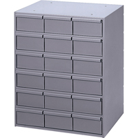 Industrial Drawer Cabinets, 18 Drawers, 17-1/4" W x 11-5/8" D x 21-1/4" H, Grey Les Distributions ICE