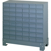 Industrial Drawer Cabinet With Base, 48 Drawers, 34-1/8" W x 12-1/4" D x 33-3/4" H, Grey Les Distributions ICE