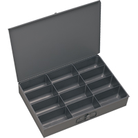Compartment Scoop Boxes, Steel, 12 Slots, 18" W x 12" D x 3" H, Grey Les Distributions ICE