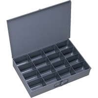 Compartment Scoop Boxes, Steel, 16 Slots, 18" W x 12" D x 3" H, Grey Les Distributions ICE