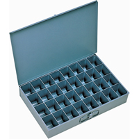 Compartment Scoop Boxes, Steel, 32 Slots, 18" W x 12" D x 3" H, Grey Les Distributions ICE