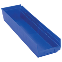 Bacs de rangement pour tablettes, 6-5/8" la x 4" H x 23-5/8" p, Bleu, Capacit&eacute; 50 lb Les Distributions ICE