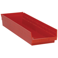 Bacs de rangement pour tablettes, 8-3/8" la x 4" H x 23-5/8" p, Rouge, Capacit&eacute; 50 lb Les Distributions ICE