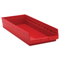 Bacs de rangement pour tablettes, 11-1/8" la x 4" H x 23-5/8" p, Rouge, Capacit&eacute; 50 lb Les Distributions ICE