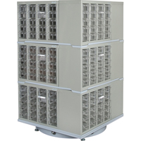 Armoire industrielle robuste avec carrousel &agrave; tiroirs, Acier, 240 tiroirs, 27" la x 27" p x 48" h, Gris Les Distributions ICE
