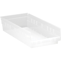 Bacs de rangement pour tablettes, 8-3/8" la x 4" H x 17-7/8" p, Transparent, Capacit&eacute; 40 lb Les Distributions ICE