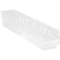 Bacs de rangement pour tablettes, 4-1/8" la x 4" H x 23-5/8" p, Transparent, Capacit&eacute; 50 lb Les Distributions ICE