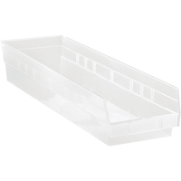 Bacs de rangement pour tablettes, 6-5/8" la x 4" H x 23-5/8" p, Transparent, Capacit&eacute; 50 lb Les Distributions ICE