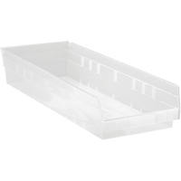 Bacs de rangement pour tablettes, 8-3/8" la x 4" H x 23-5/8" p, Transparent, Capacit&eacute; 50 lb Les Distributions ICE