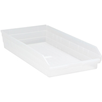 Bacs de rangement pour tablettes, 11-1/8" la x 4" H x 23-5/8" p, Transparent, Capacit&eacute; 50 lb Les Distributions ICE