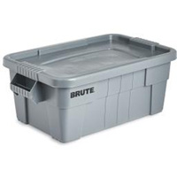 Brute Storage Tote with Lid, 27.88” D x 16.5” W x 10.7" H, 112 llbs. Capacity, Grey Les Distributions ICE