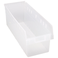 Store-Max Shelf Bins, 8-3/8" W x 8" H x 23-5/8" D, Clear, 68 lbs. Capacity Les Distributions ICE