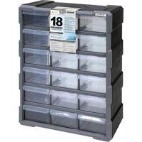 Armoire &agrave; tiroir, Plastique, 18 tiroirs, 15" x 6-1/4" x 18-3/4", Noir Les Distributions ICE