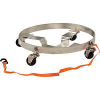 Chariots &agrave; &eacute;tages multiples pour baril, Acier inoxydable, Capacit&eacute;e 900 lb, Diam&egrave;tre 23-1/2", Roue en Caoutchouc Les Distributions ICE