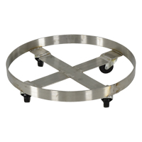 Chariots pour barils, Acier inoxydable, Capacit&eacute;e 800 lb, Diam&egrave;tre 23-1/4", Roue en Caoutchouc Les Distributions ICE