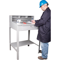 Open Floor Style Shop Desk, 34-1/2" W x 30" D x 53" H, Grey Les Distributions ICE