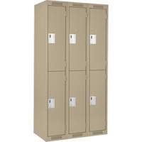 Clean Line Lockers, 2 -tier, Bank of 3, 36" x 18" x 72", Steel, Beige, Rivet (Assembled) Les Distributions ICE