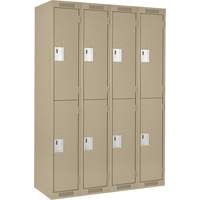 Clean Line Lockers, 2 -tier, Bank of 4, 48" x 18" x 72", Steel, Beige, Rivet (Assembled) Les Distributions ICE