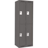 Clean Line Lockers, 2 -tier, Bank of 2, 24" x 18" x 72", Steel, Charcoal, Rivet (Assembled) Les Distributions ICE
