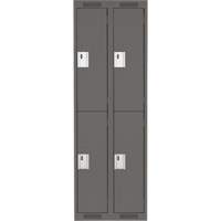 Clean Line Lockers, 2 -tier, Bank of 2, 24" x 18" x 72", Steel, Charcoal, Rivet (Assembled) Les Distributions ICE