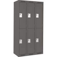 Clean Line Lockers, 2 -tier, Bank of 3, 36" x 18" x 72", Steel, Charcoal, Rivet (Assembled) Les Distributions ICE