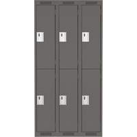 Clean Line Lockers, 2 -tier, Bank of 3, 36" x 18" x 72", Steel, Charcoal, Rivet (Assembled) Les Distributions ICE