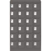 Clean Line Lockerette, 6 -tier, Bank of 4, 48" x 18" x 82", Steel, Charcoal, Rivet (Assembled) Les Distributions ICE