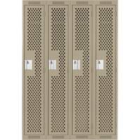 Clean Line Lockers, Bank of 4, 48" x 15" x 72", Steel, Beige, Rivet (Assembled), Perforated Les Distributions ICE