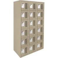 Assembled Lockerettes Clean Line Perforated Economy Lockers, 6 -tier, Bank of 3, 18" x 72" x 12", Steel Les Distributions ICE