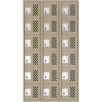 Assembled Lockerettes Clean Line Perforated Economy Lockers, 6 -tier, Bank of 3, 18" x 72" x 12", Steel Les Distributions ICE
