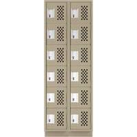 Clean-Line Perforated Lockerette, 6 -tier, Bank of 2, 15" x 72" x 12", Steel Les Distributions ICE