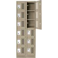 Clean-Line Perforated Lockerette, 6 -tier, Bank of 2, 15" x 72" x 12", Steel Les Distributions ICE
