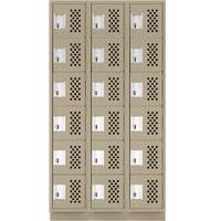 Clean-Line Perforated Lockerette, 6 -tier, Bank of 3, 15" x 72" x 12", Steel Les Distributions ICE