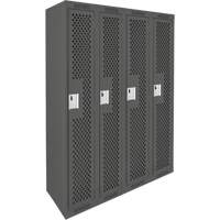 Clean Line Lockers, Bank of 4, 48" x 15" x 72", Steel, Charcoal, Rivet (Assembled), Perforated Les Distributions ICE