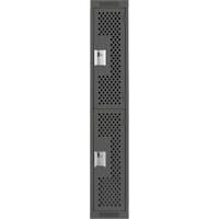 Clean Line Lockers, 2 -tier, 12" x 15" x 72", Steel, Charcoal, Rivet (Assembled), Perforated Les Distributions ICE