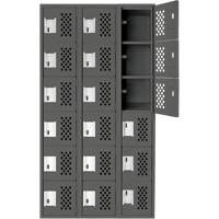 Assembled Lockerettes Clean Line Perforated Economy Lockers, 6 -tier, Bank of 3, 18" x 72" x 12", Steel Les Distributions ICE