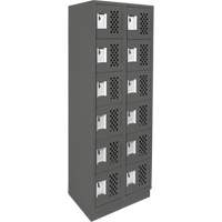 Clean-Line Perforated Lockerette, 6 -tier, Bank of 2, 15" x 72" x 12", Steel Les Distributions ICE